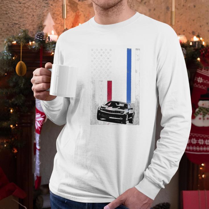 Camaro Lover - American Flag T-Shirt Men Long Sleeve Tshirt