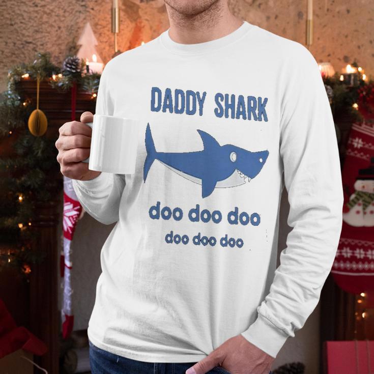 Daddy Shark Lovely Boy Dad Birthday Gifts Men Long Sleeve Tshirt