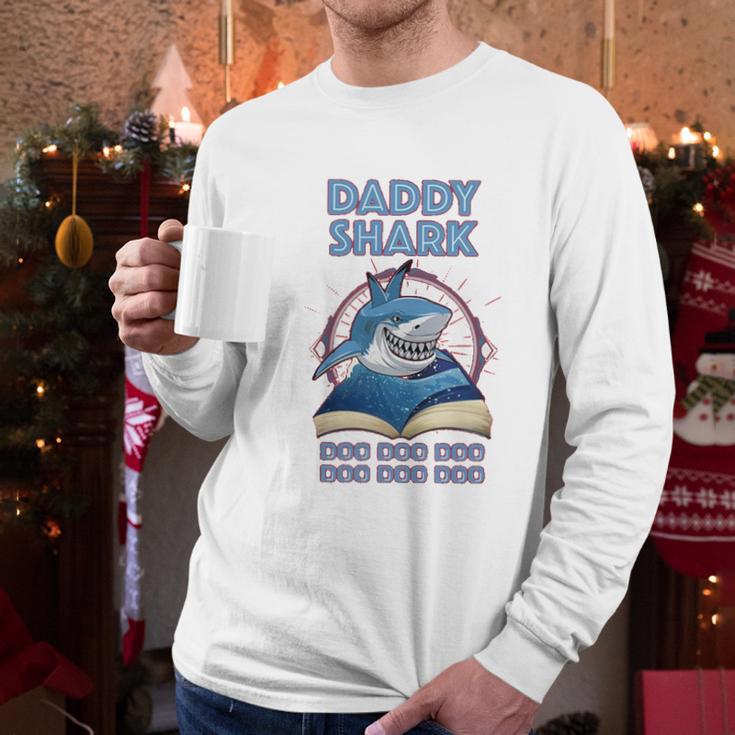 Daddy Shark Reading Book Men Long Sleeve Tshirt