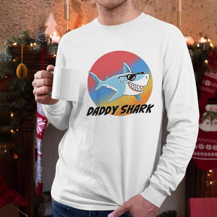 Daddy Shark With Sunglasses Dad Birthday Gifts Men Long Sleeve Tshirt