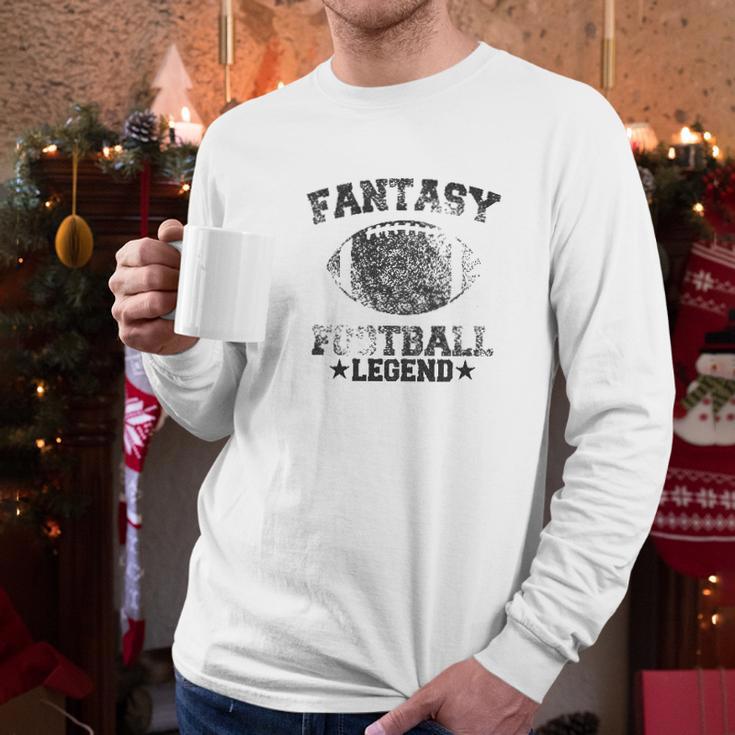 Mens Fantasy Football Legend Funny Season Novelty Graphic Dad Gameday Men Long Sleeve Tshirt