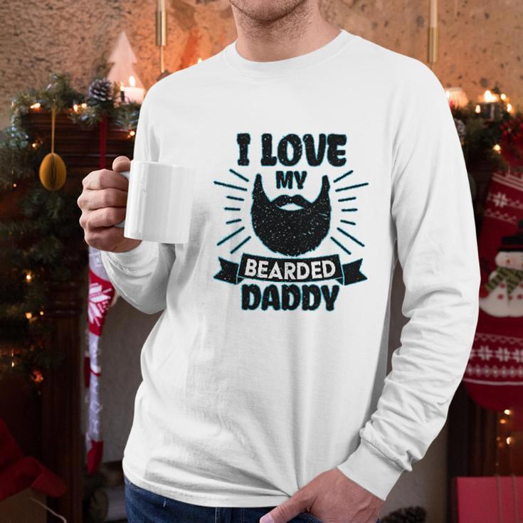 I Love My Bearded Daddy For Fathers Day With Grunge Infant Creeper Men Long Sleeve Tshirt