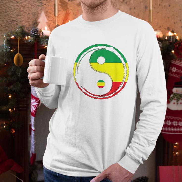 Rasta Flag Jamaica Flag Irie Peace Symbol Reggae Music Men Long Sleeve Tshirt