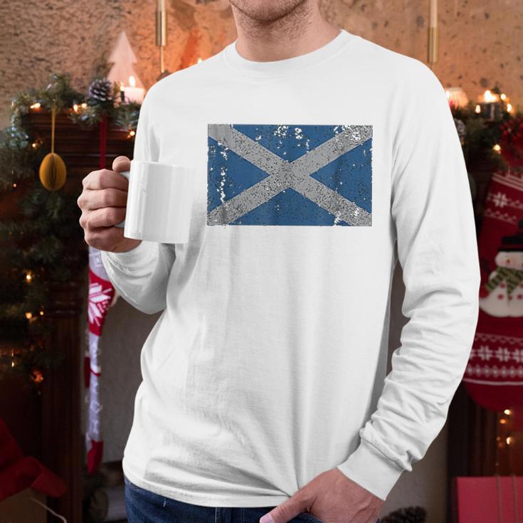 Scotland Flag Scottish Saltire Saint Andrews Cross Men Long Sleeve Tshirt