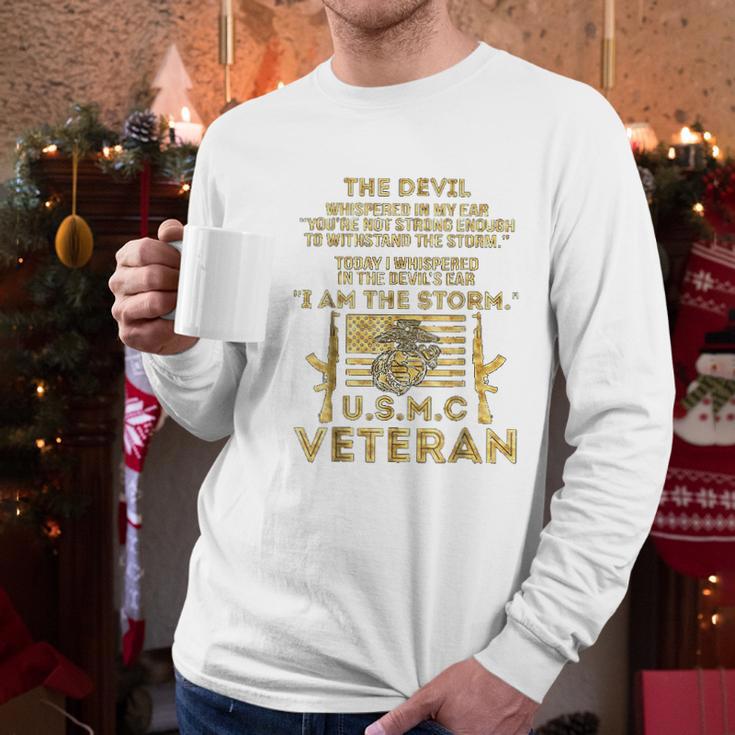 Usmc Veteran I Am The Storm Gold Effect Men Long Sleeve Tshirt