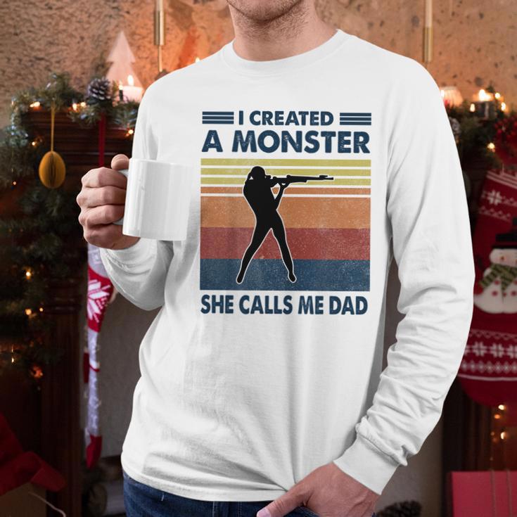 Vintage I Created A Monster Shooting She Calls Me Dad 2020 Men Long Sleeve Tshirt