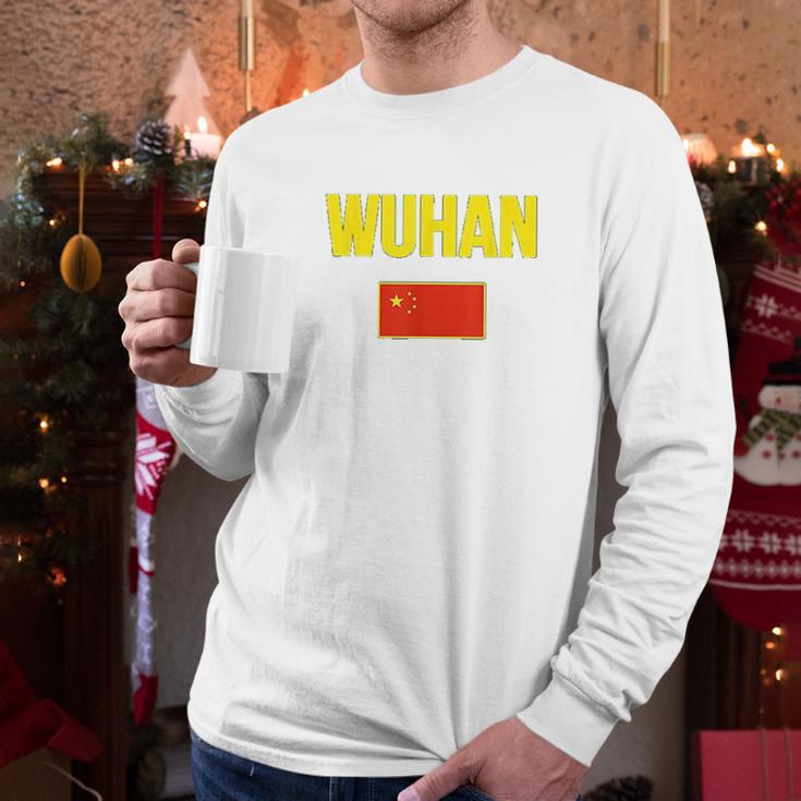 Wuhan Chinese Flag China Souvenir Men Long Sleeve Tshirt