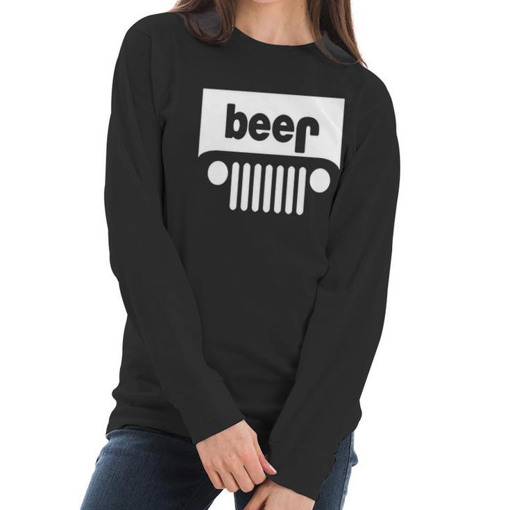 Adult Beer Jeep Funny Drinking -  Drinking Beer T-Shirt Women Long Sleeve Tshirt