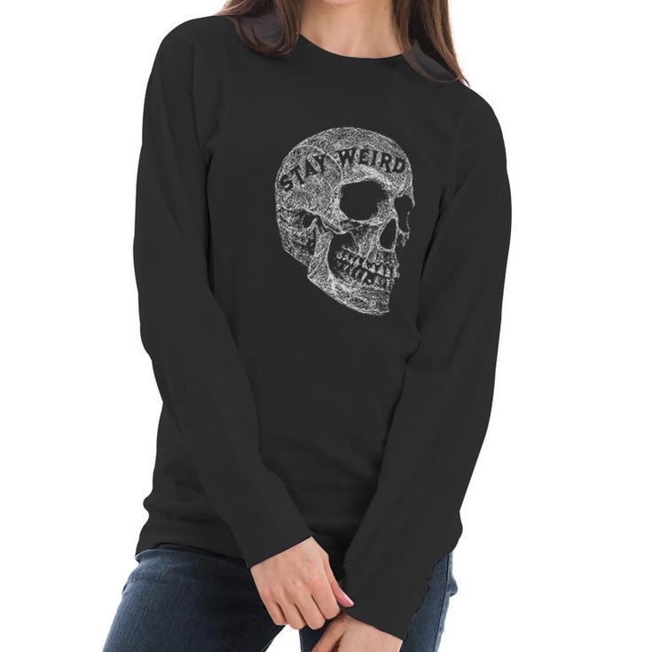 Alternative Clothes Aesthetic Goth Women Stay Weird Skull Gothic Goth Punk Women Long Sleeve Tshirt