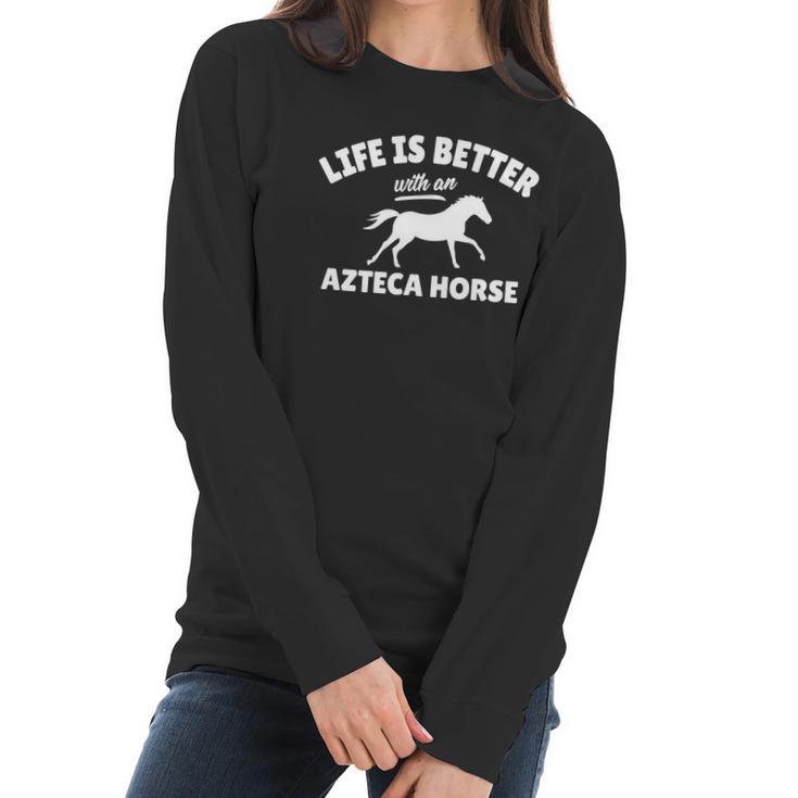 Azteca Horse Rider Equestrian Horseriding Gift Women Long Sleeve Tshirt