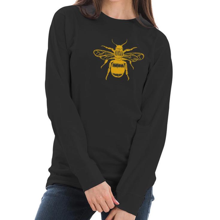 Beekeeper Honey Bee Lover Linocut Bee Women Long Sleeve Tshirt