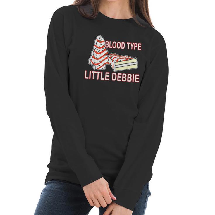 Blood Type Little Debbie Christmas Cake Women Long Sleeve Tshirt