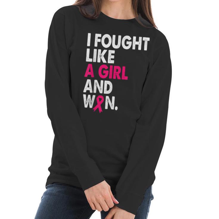 Breast Cancer Awareness I Fought Like A Girl And Won Women  V2 Men Women T-Shirt Graphic Print Casual Unisex Tee Women Long Sleeve Tshirt