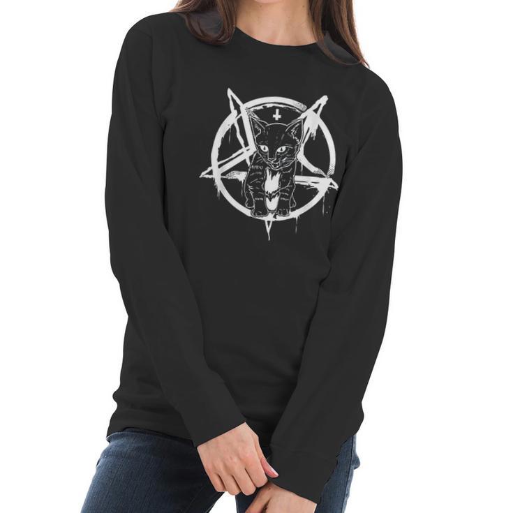 Cat Occult Satanic Lucifer Gift Women Men Women Long Sleeve Tshirt