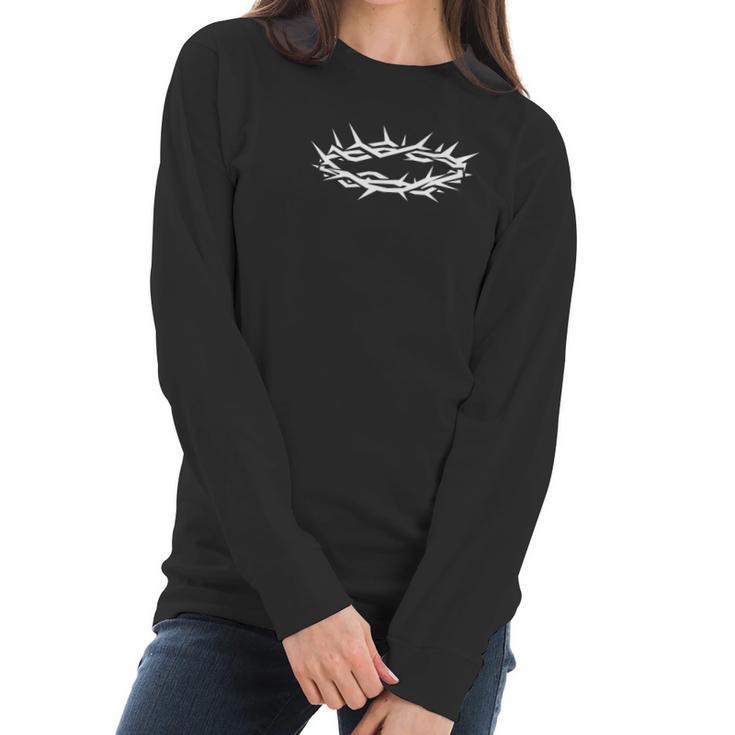 Christian  Jesus Crown Of Thorn Good Friday Easter Women Long Sleeve Tshirt