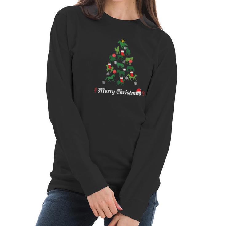 Christmas Horse Lover Foal Colt Filly Gelding Tree Women Long Sleeve Tshirt