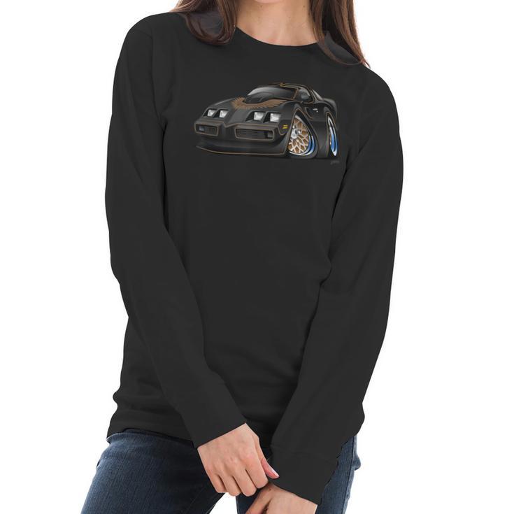 Classic Seventies Muscle Car Hot Rod Cartoon Women Long Sleeve Tshirt