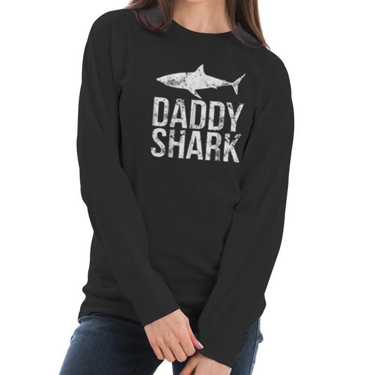 Daddy Shark Black Best Christmas Gifts For Dad Women Long Sleeve Tshirt