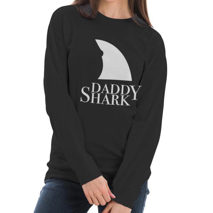 Daddy Shark Black Design Best Christmas Gifts For Dad Women Long Sleeve Tshirt