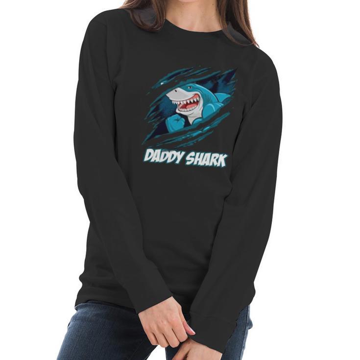 Daddy Shark In Blood Best Christmas Gifts For Dad Women Long Sleeve Tshirt