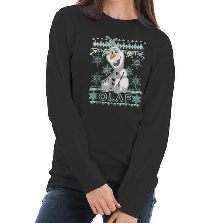 Disney Frozen Olaf Ugly Christmas Sweater Graphic T-Shirt Women Long Sleeve Tshirt