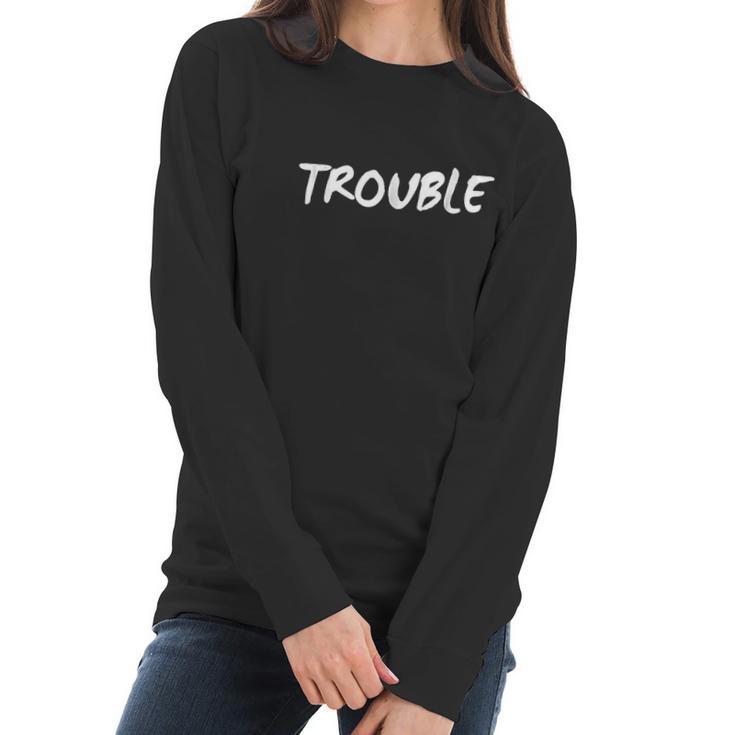 Double Trouble Sibling Brother Sister Matching Twins Women Long Sleeve Tshirt