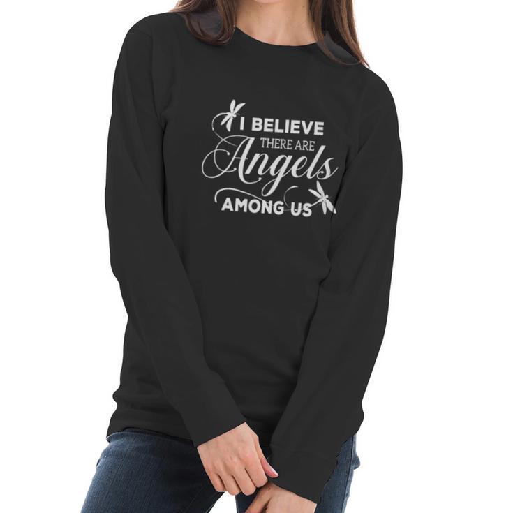 Dragonfly I Believe There Are Angels Among Us Women Long Sleeve Tshirt