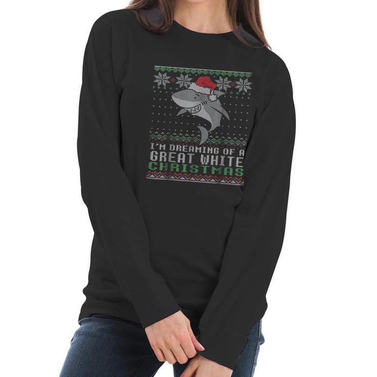 Im Dreaming Of A Great White Christmas Shark Women Long Sleeve Tshirt