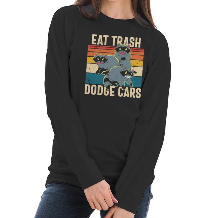 Eat Trash Dodge Cars Retro Raccoon Trash Panda Funny Raccoon Women Long Sleeve Tshirt