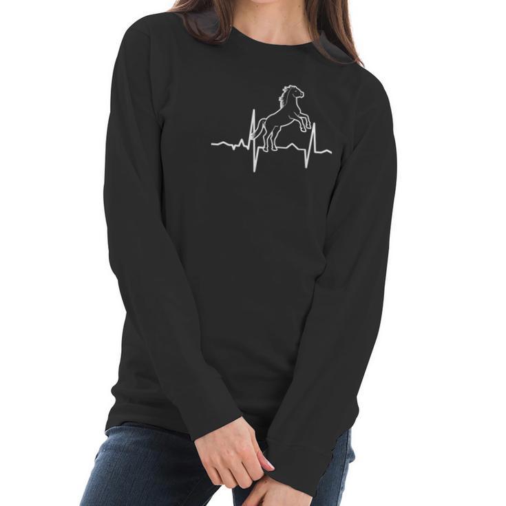 Equestrian Horse Riding Stallion Heartbeats Women Long Sleeve Tshirt