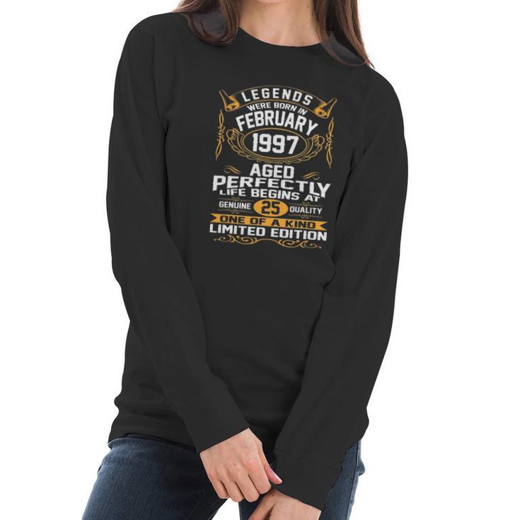 February 1997 25Th Birthday Gift 25 Years Old Men Women Women Long Sleeve Tshirt