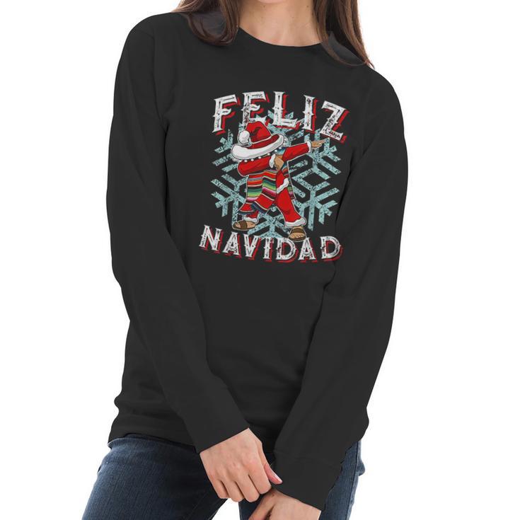 Feliz Navidad Dabbing Christmas Gift Women Long Sleeve Tshirt