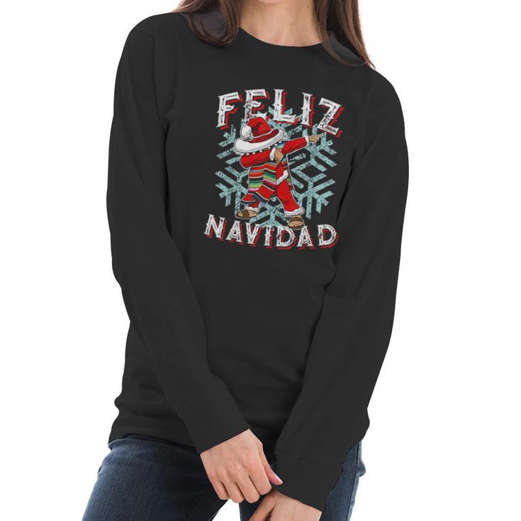 Feliz Navidad Dabbing Christmas Sombrero Women Long Sleeve Tshirt