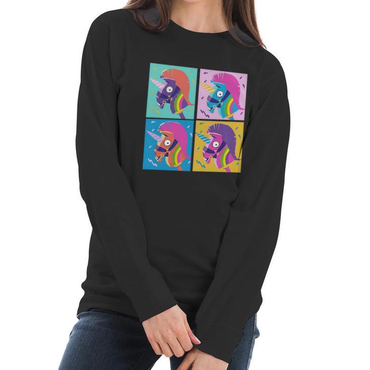 Fortnite Unicorn Llama Rainbow Women Long Sleeve Tshirt