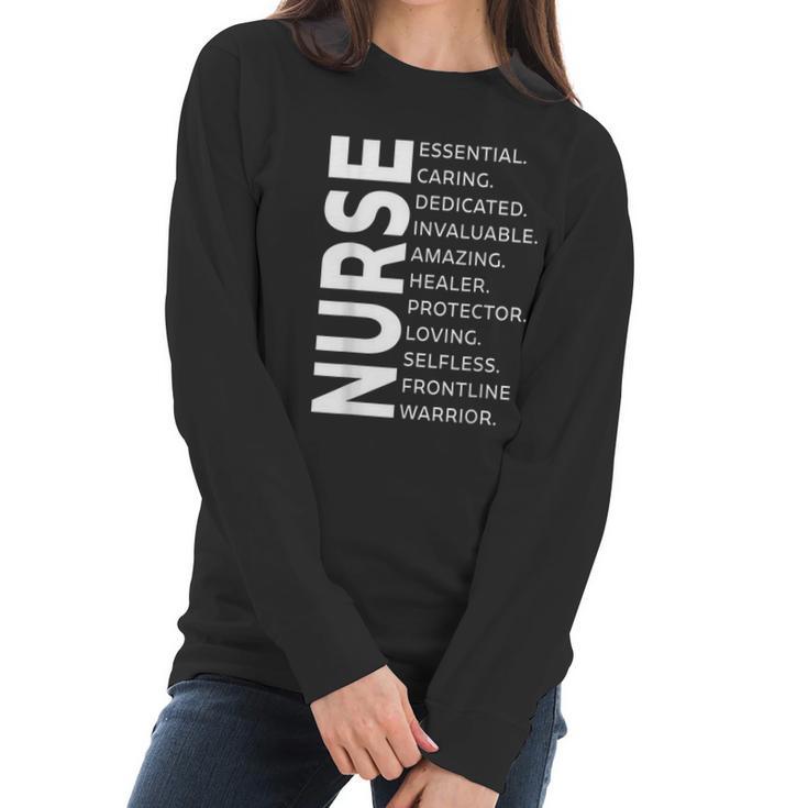 Frontline Warrior Nurse Essential Worker Graphic Design Printed Casual Daily Basic Women Long Sleeve Tshirt