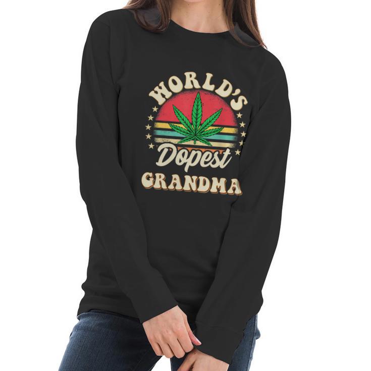 Funny 420 Weed Pot Vintage Matching Worlds Dopest Grandma Women Long Sleeve Tshirt