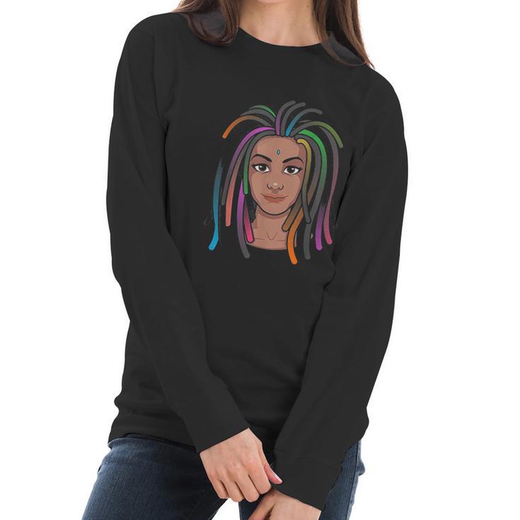 Funny Afro Radiant Black Woman With Dreadlocks Gift Women Women Long Sleeve Tshirt