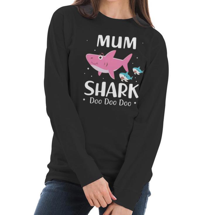 Funny Mum Pink Shark Doo Doo Doo Women Long Sleeve Tshirt