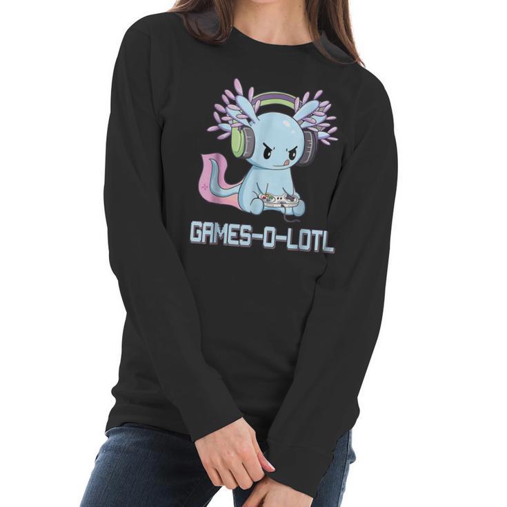 Gamesolotl Axolotl Video Gamer Kawaii Pastel Goth Anime Gift Men Women T-Shirt Graphic Print Casual Unisex Tee Women Long Sleeve Tshirt