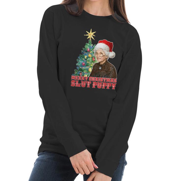 Golden Girls Sophia Petrillo Merry Christmas Slut Puppy Xmas Shirt Women Long Sleeve Tshirt