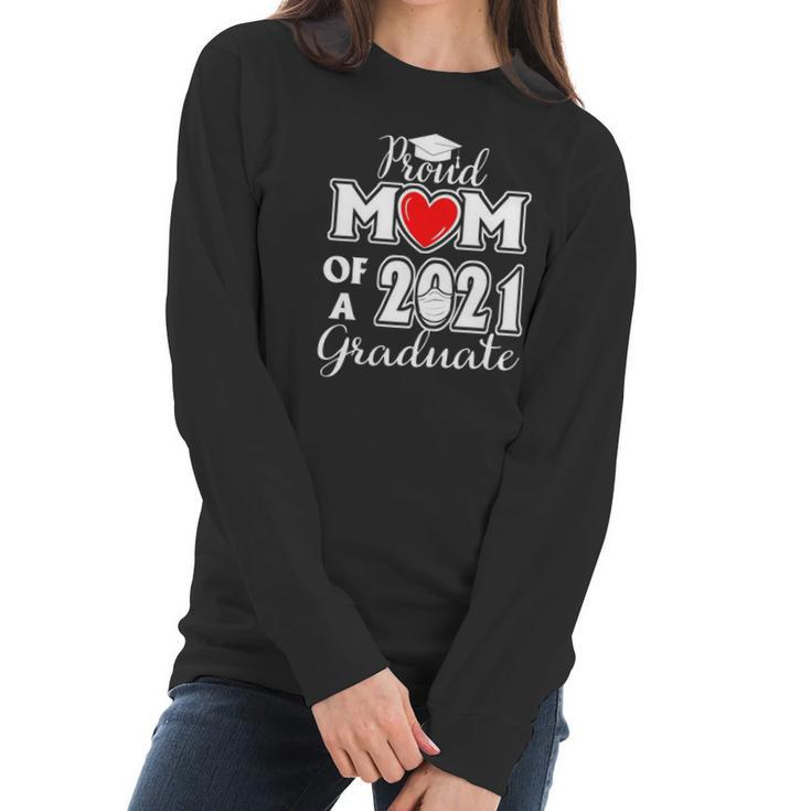 Graduation Proud Mom Of A 2021 Face Mask Graduate Senior 21 Ver2 Women Long Sleeve Tshirt