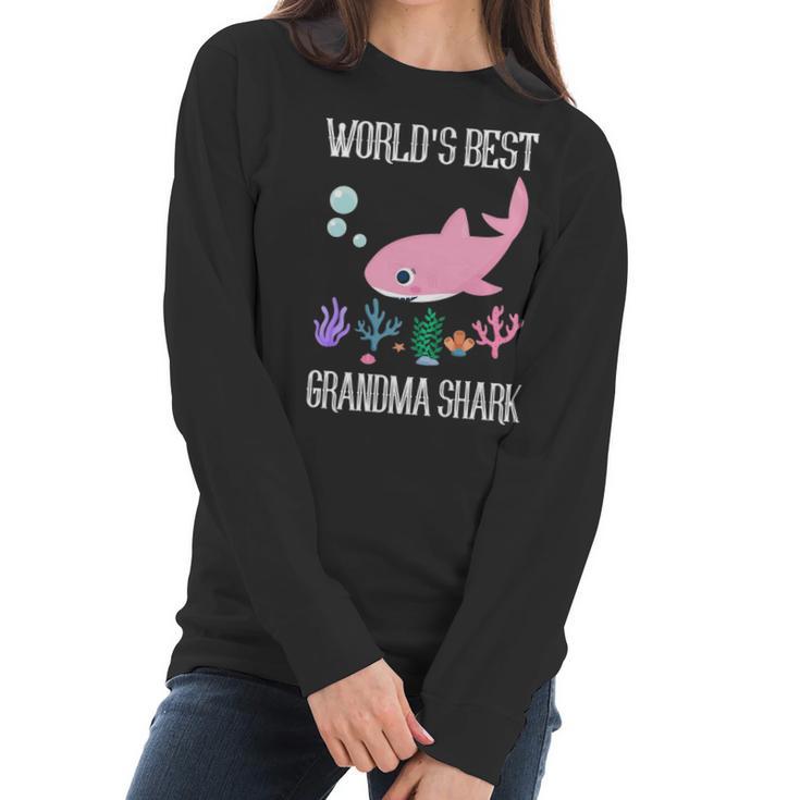 Grandma Gift Worlds Best Grandma Shark Women Long Sleeve Tshirt