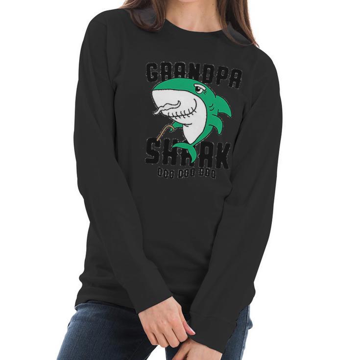 Grandpa Shark Daddy Grandfather Halloween Christmas Women Long Sleeve Tshirt