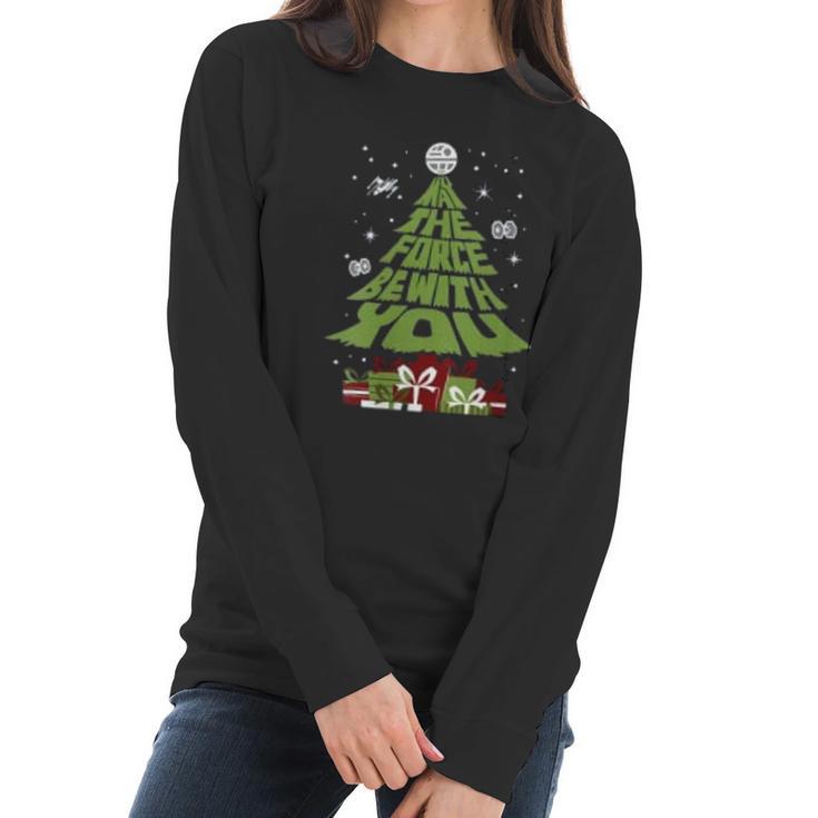 Grinch May The Force Be With You Christmas Tree Women Long Sleeve Tshirt