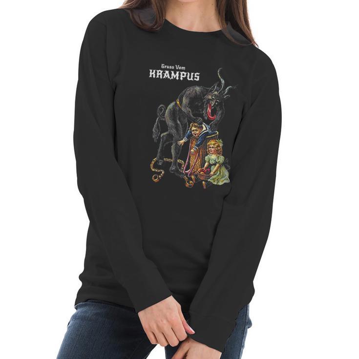 Gruss Vom Krampus Greetings From Christmas Germanic Demon Women Long Sleeve Tshirt