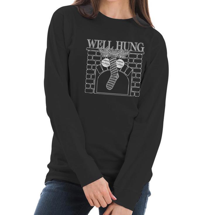 Well Hung Funny Christmas Stocking Deluxe Women Long Sleeve Tshirt