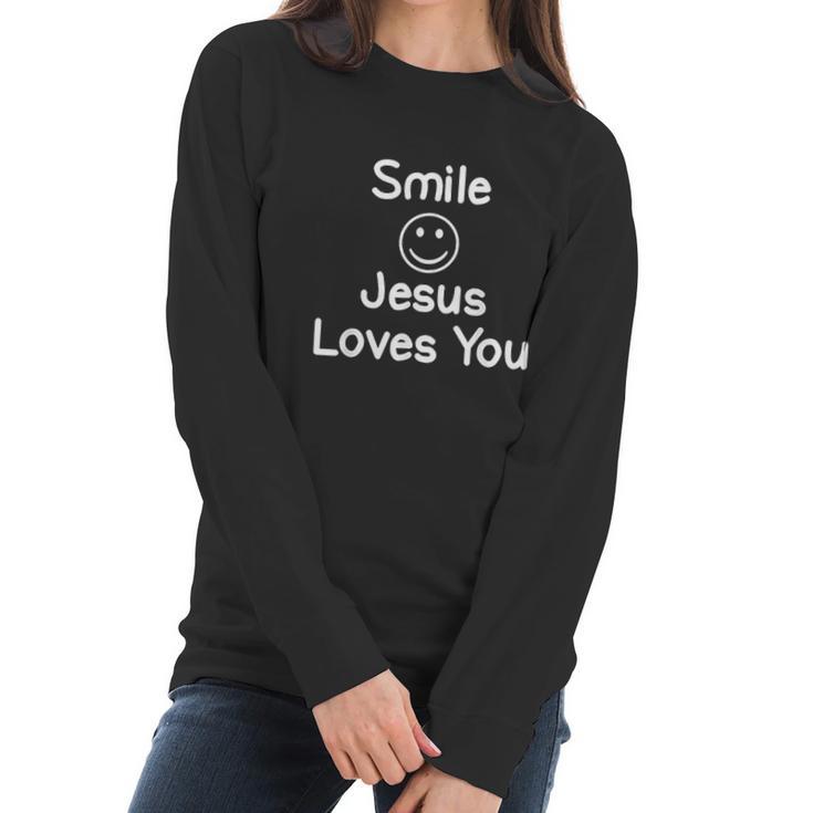 Inspirational Smile Jesus Loves You Women Long Sleeve Tshirt