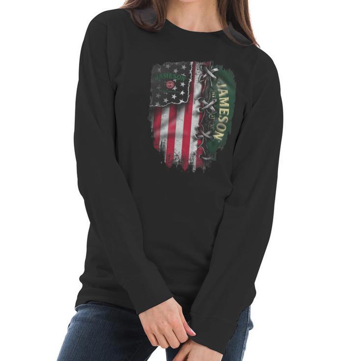 Jameson Irish Whiskey Inside American Flag Women Long Sleeve Tshirt