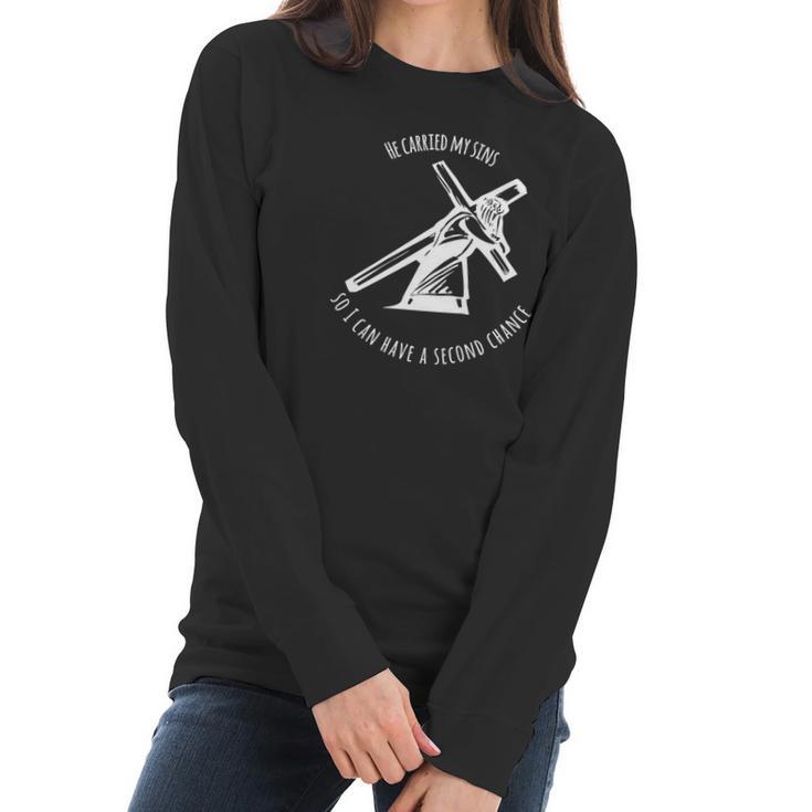 Jesus Carried My Sins Christian Women Long Sleeve Tshirt