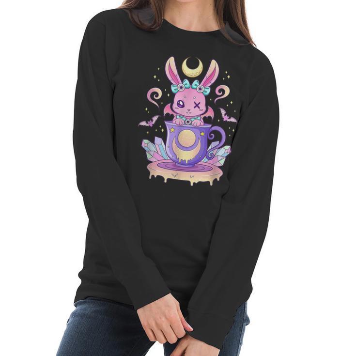 Kawaii Pastel Goth Cute Creepy Bunny In Teacup Men Women T-Shirt Graphic Print Casual Unisex Tee Women Long Sleeve Tshirt